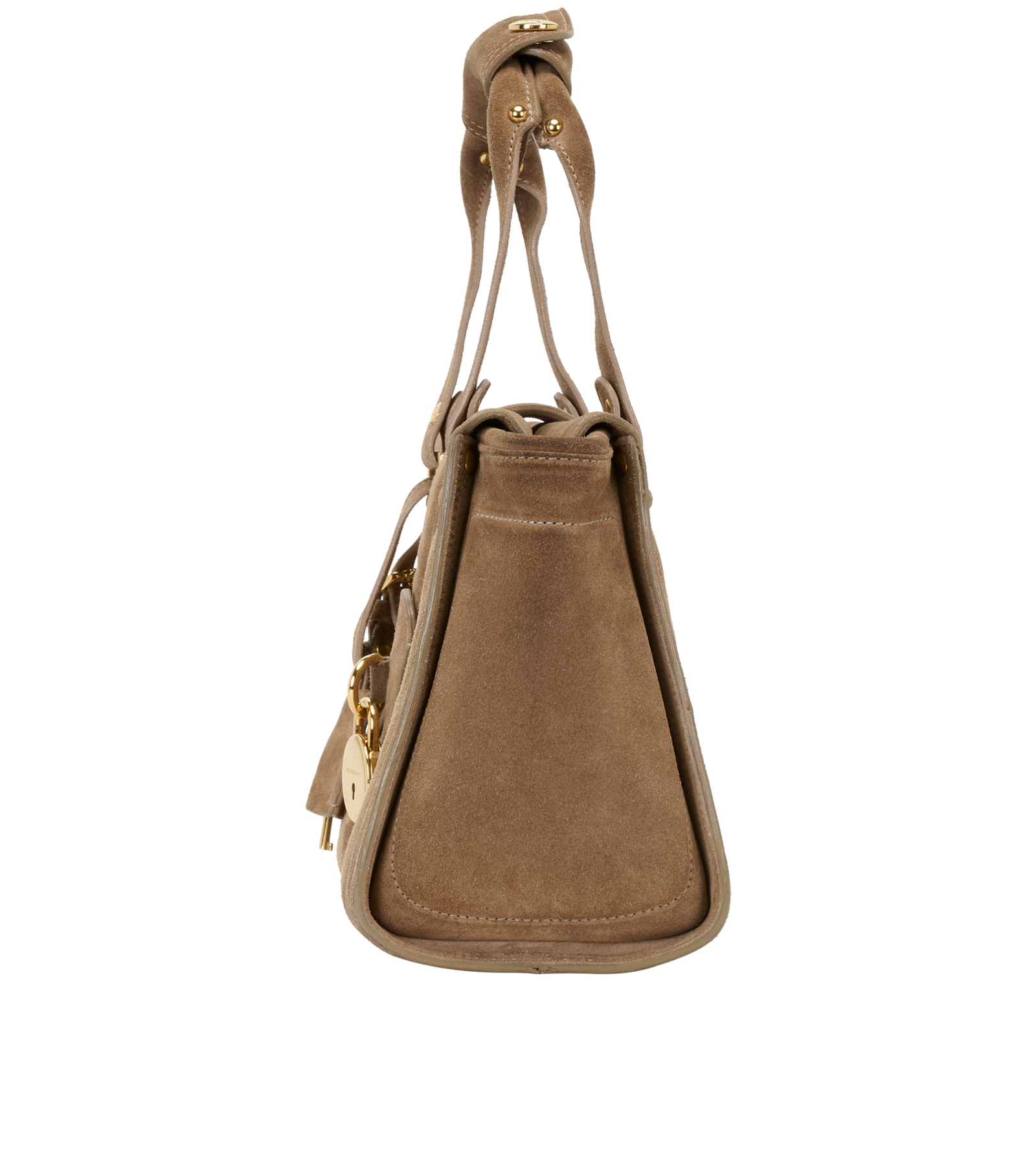 Small Padlock Tote, &pound;320, Handbags, Beige, Suede, Bottom view